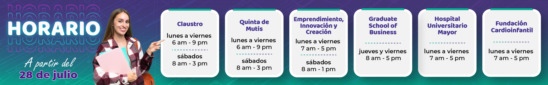 Horarios CRAI segundo semestre 2025