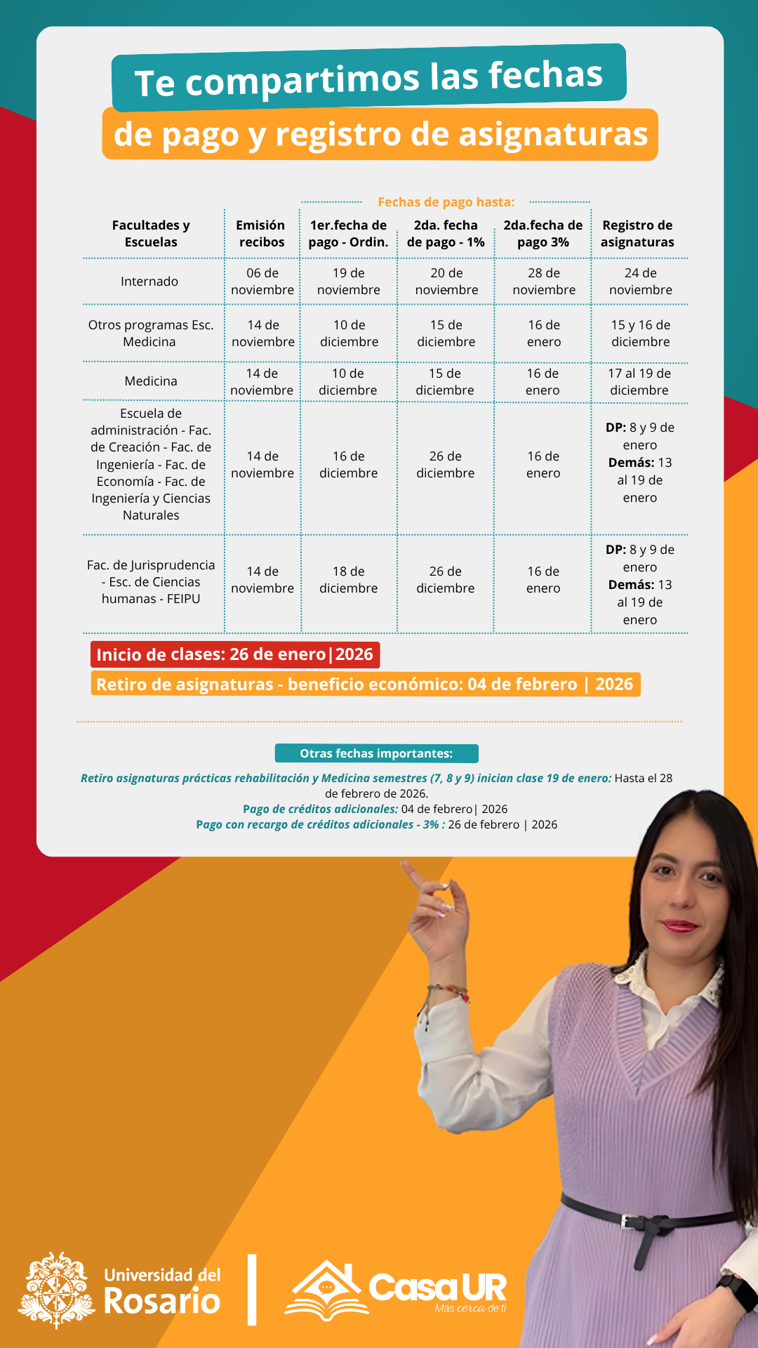 Te compartimos las fechas de pago y registro de asignaturas