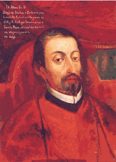 El Ilmo. Sr. D. / Diego de Baños y Sotomayor / fundó los Estudios Mayores en / el M. y R. Colegio Seminario de / Santa Rosa al cual dio definiti- / va organización / en 1696.